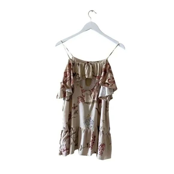 NWOT Chaser  Revolve Floral Spaghetti Straps Lightweight Cream Brown Blouse SZ M - Picture 8 of 12